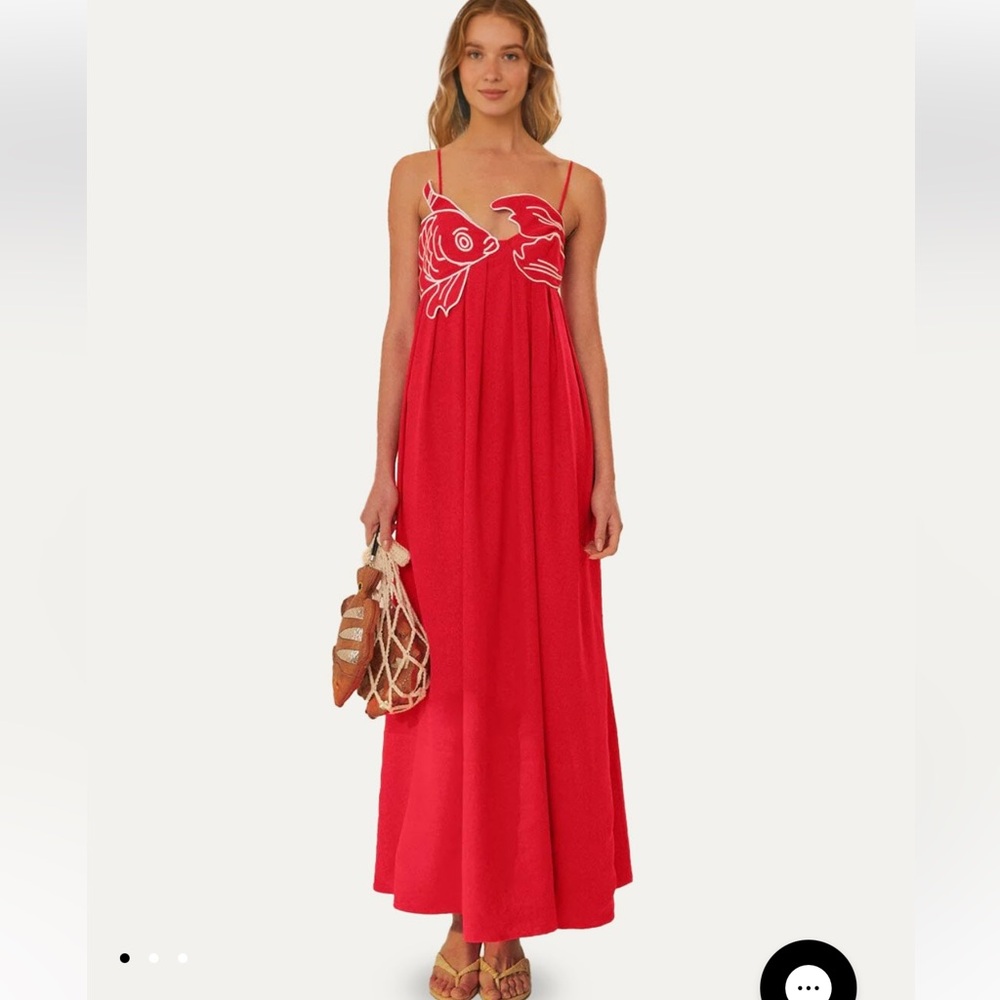 FARM Rio Vibrant Red Fish Top Maxi Dress